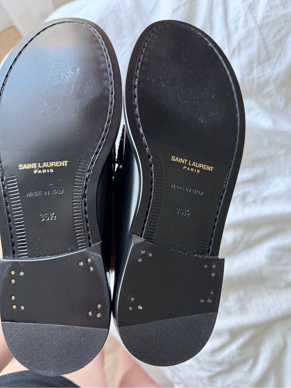 Saint Laurent Black Leather Penny Loafers for woman - Picture 3 of 3